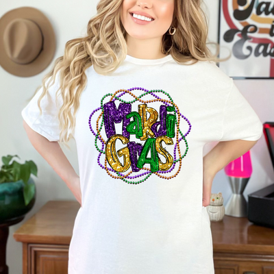 "Mardi Gras Beads" Ready-to-Press Transfer Alabama Vinyl