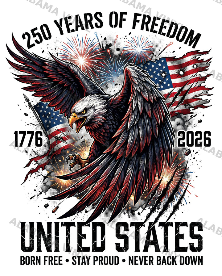 250 Years of Freedom Eagle - Ready-to-Press DTF Transfer Alabama Vinyl