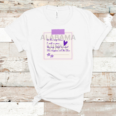 "On The Way Home I Wrote A Poem" Ready-to-Press Transfer Alabama Vinyl
