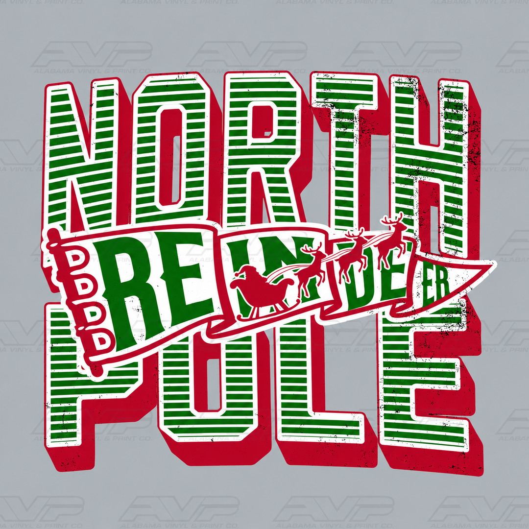 North Pole Reindeer Stripes Alabama Vinyl