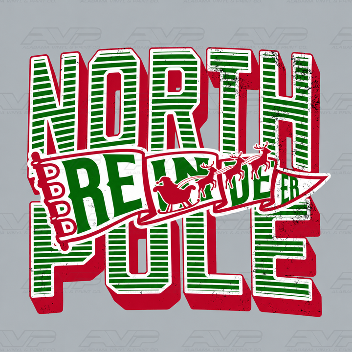 North Pole Reindeer Stripes Alabama Vinyl
