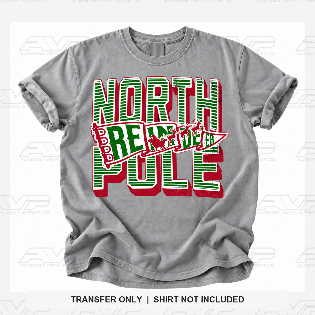 North Pole Reindeer Stripes Alabama Vinyl