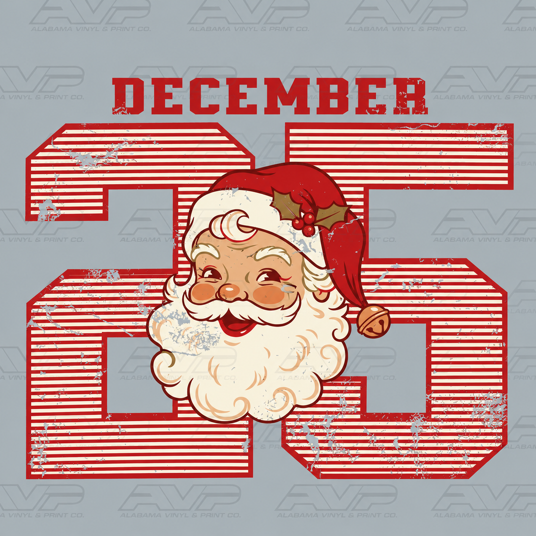 December 25 Santa Red Stripes Alabama Vinyl