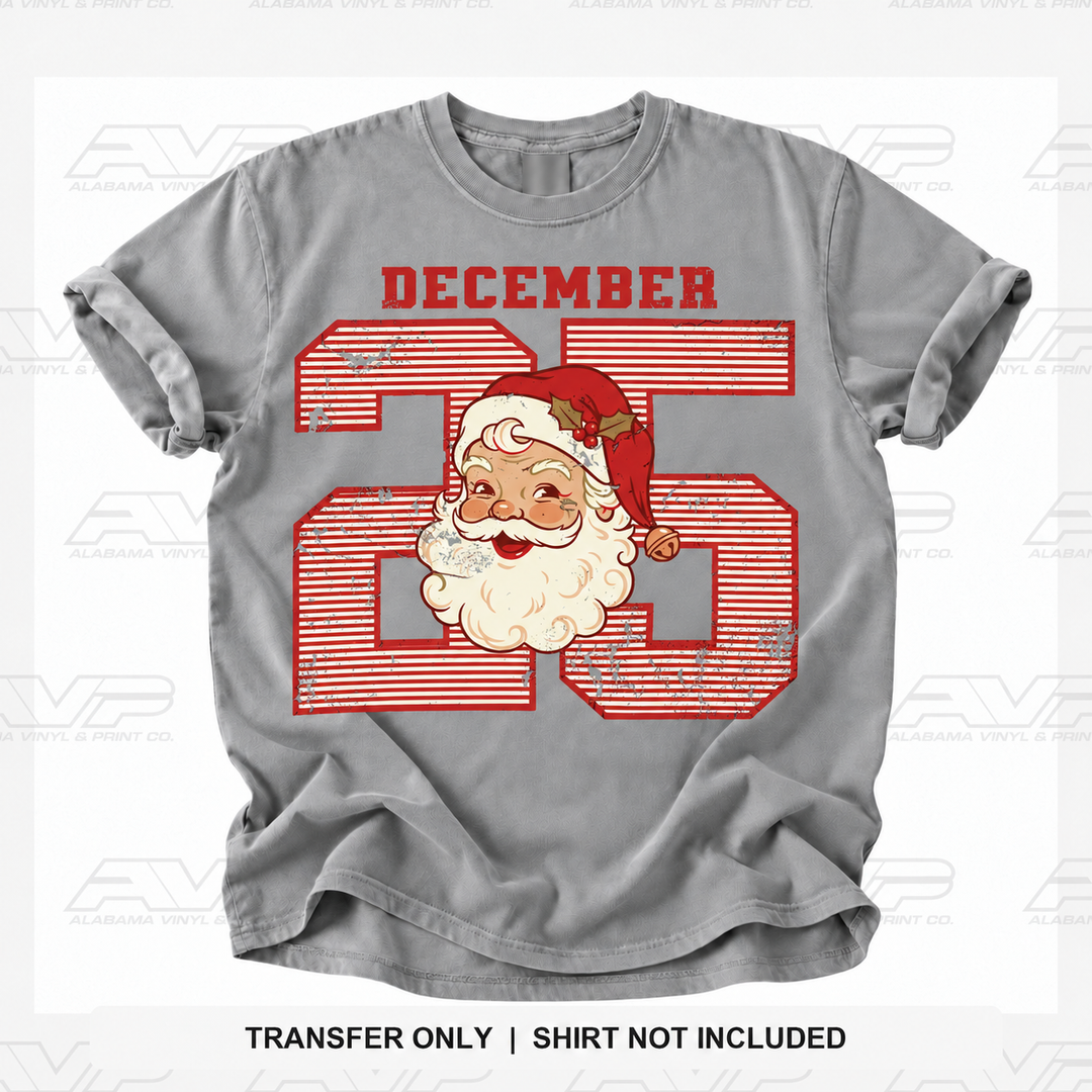 December 25 Santa Red Stripes Alabama Vinyl