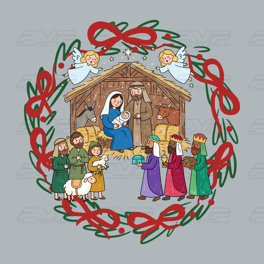 Nativity Bow Wreath Alabama Vinyl