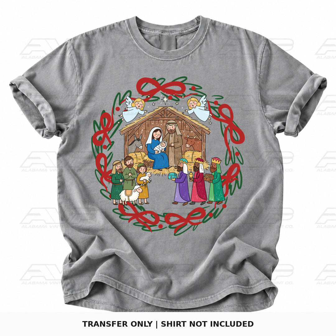 Nativity Bow Wreath Alabama Vinyl