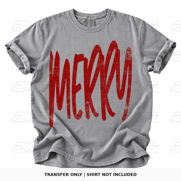 Merry Red Script Alabama Vinyl