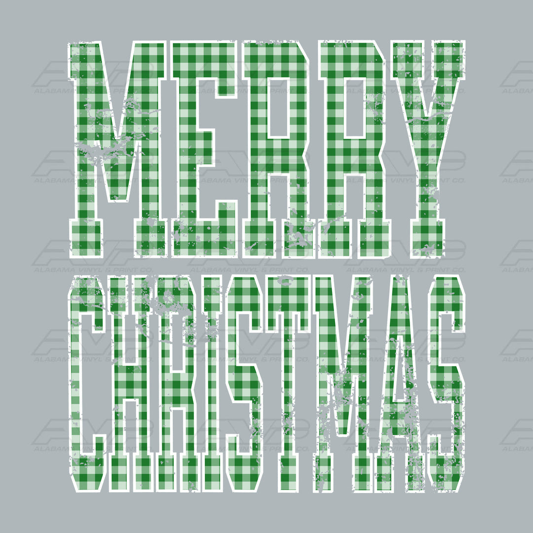 Merry Christmas Green Gingham Alabama Vinyl