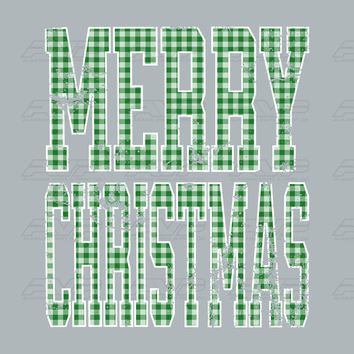 Merry Christmas Green Gingham Alabama Vinyl