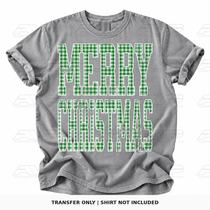 Merry Christmas Green Gingham Alabama Vinyl