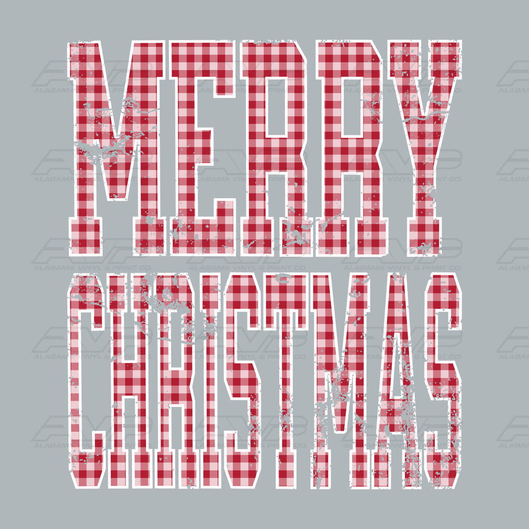 Merry Christmas Red Gingham Alabama Vinyl