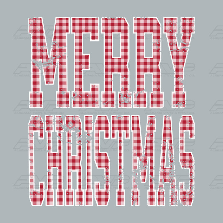 Merry Christmas Red Gingham Alabama Vinyl