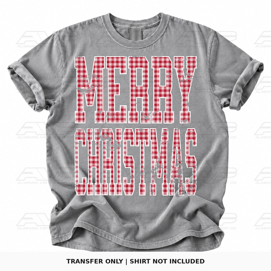 Merry Christmas Red Gingham Alabama Vinyl