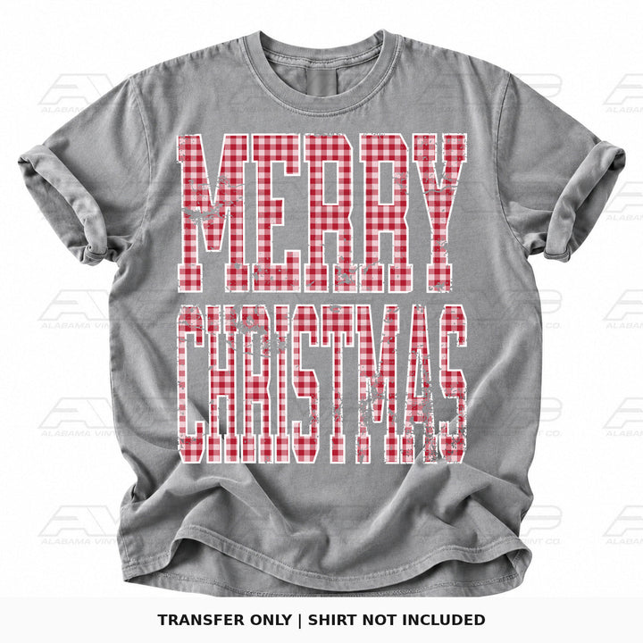 Merry Christmas Red Gingham Alabama Vinyl