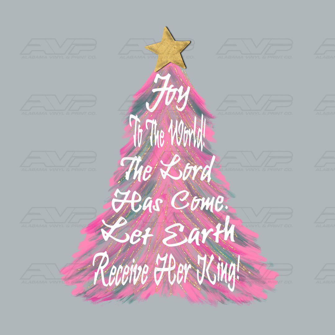 Joy to the World Pink Christmas Tree Alabama Vinyl