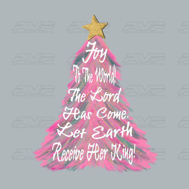 Joy to the World Pink Christmas Tree Alabama Vinyl