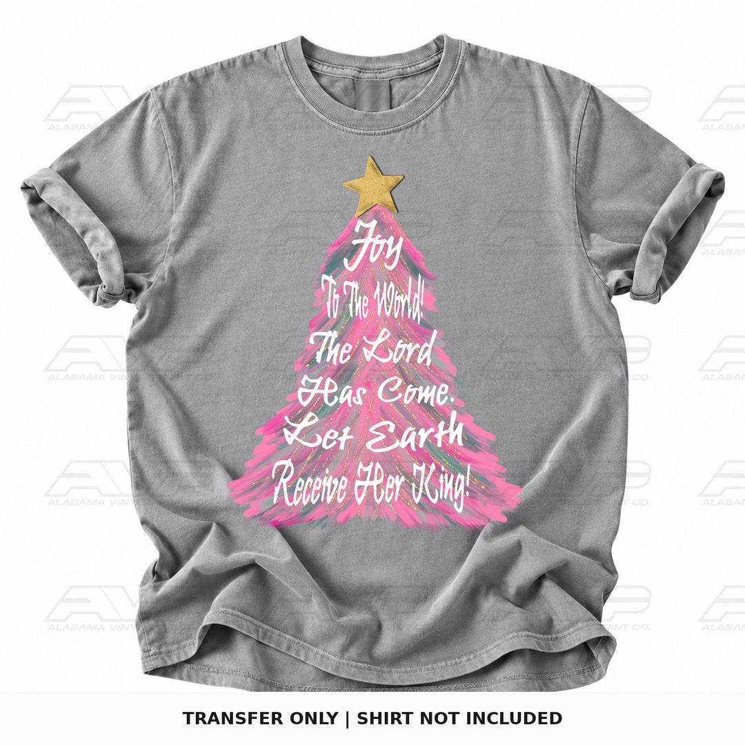 Joy to the World Pink Christmas Tree Alabama Vinyl