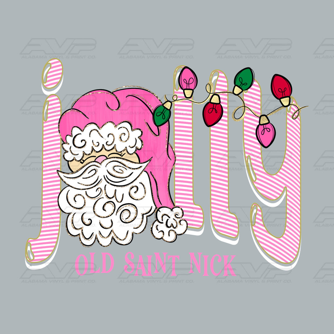 Jolly Old Saint Nick Pink Alabama Vinyl