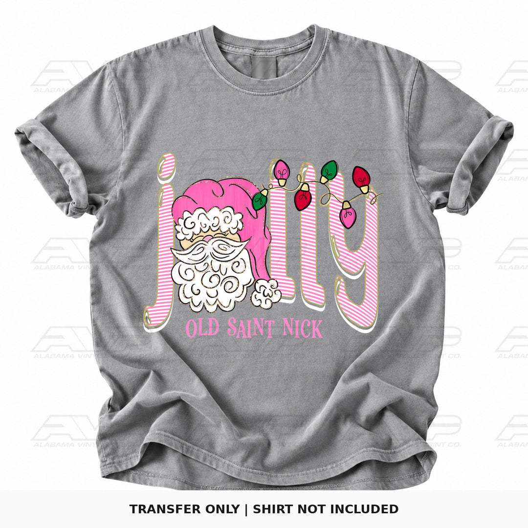 Jolly Old Saint Nick Pink Alabama Vinyl