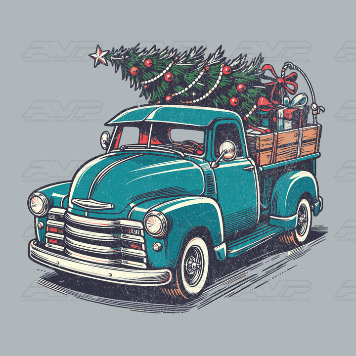 Vintage Christmas Truck Teal Alabama Vinyl