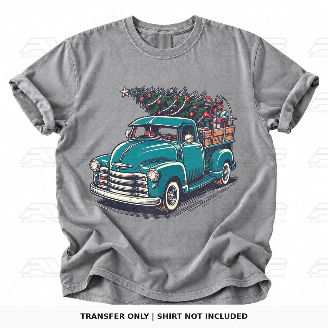 Vintage Christmas Truck Teal Alabama Vinyl