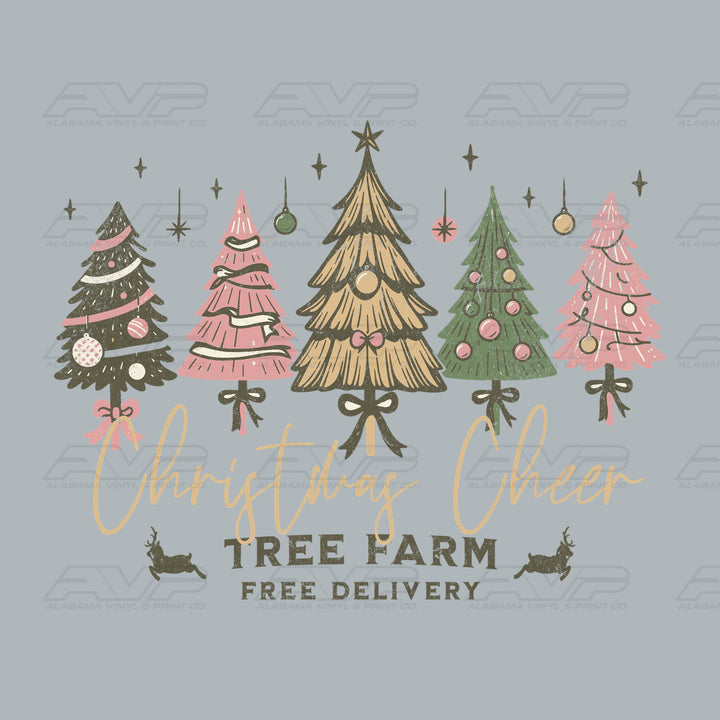 Pastel Christmas Tree Farm Alabama Vinyl