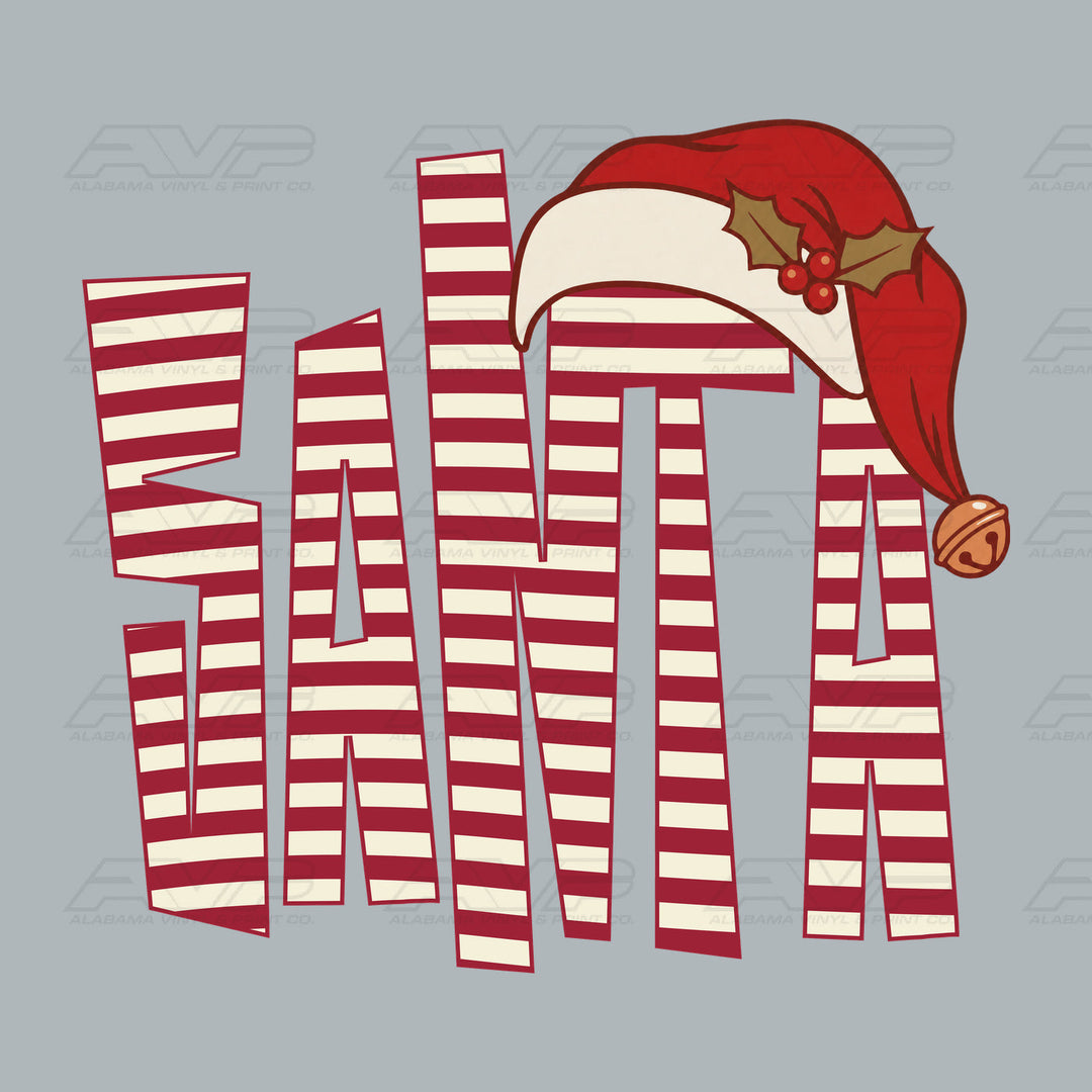 Santa Red Stripe Hat Alabama Vinyl