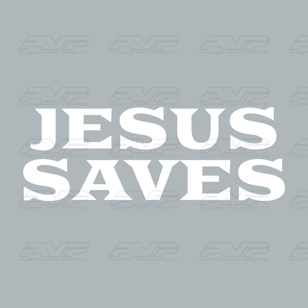 Jesus Saves White Lettering Alabama Vinyl