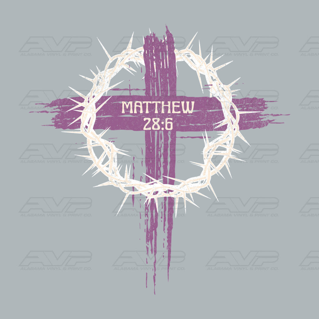 Matthew 28:6 Cross Alabama Vinyl