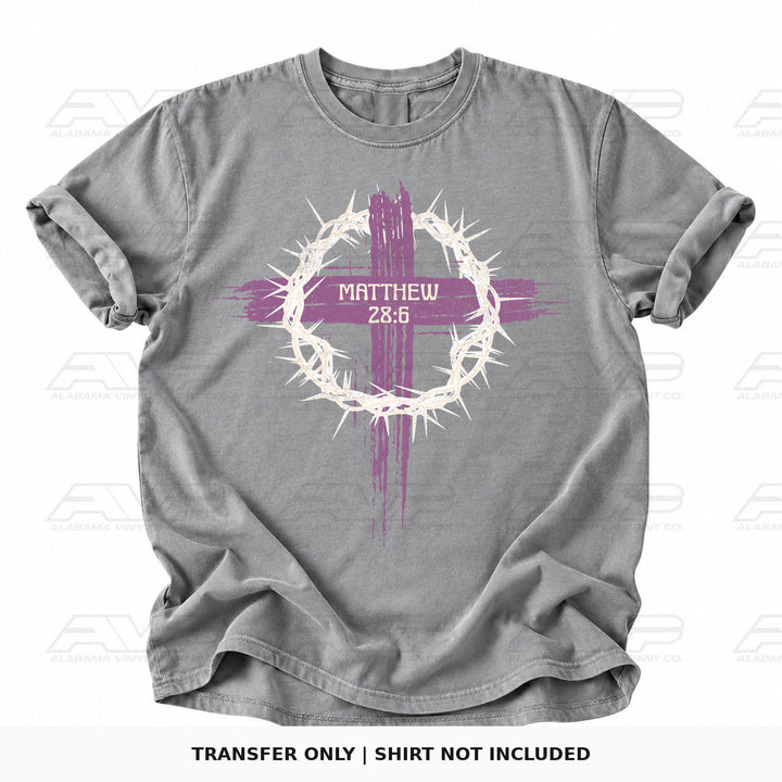Matthew 28:6 Cross Alabama Vinyl