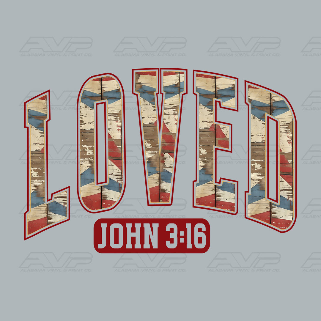 Loved John 3:16 Red White and Blue Alabama Vinyl