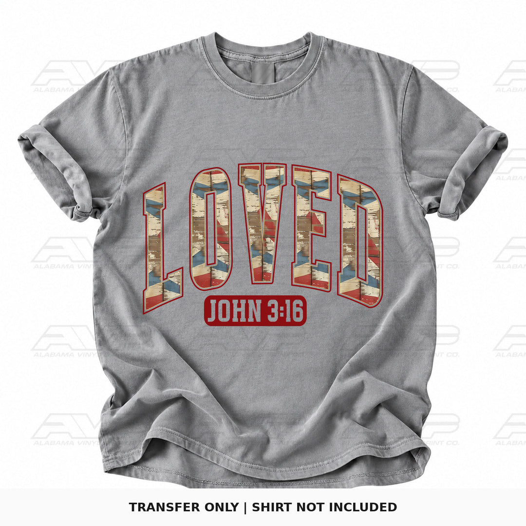 Loved John 3:16 Red White and Blue Alabama Vinyl