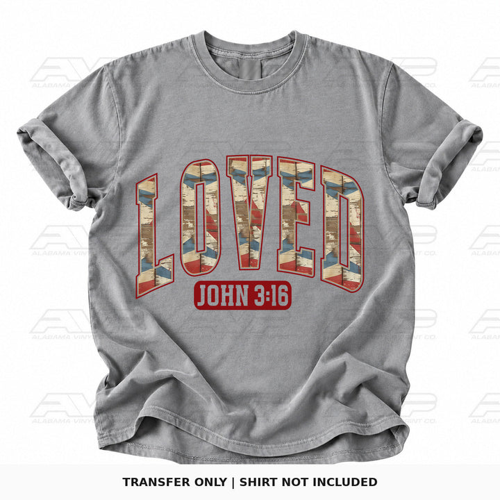 Loved John 3:16 Red White and Blue Alabama Vinyl