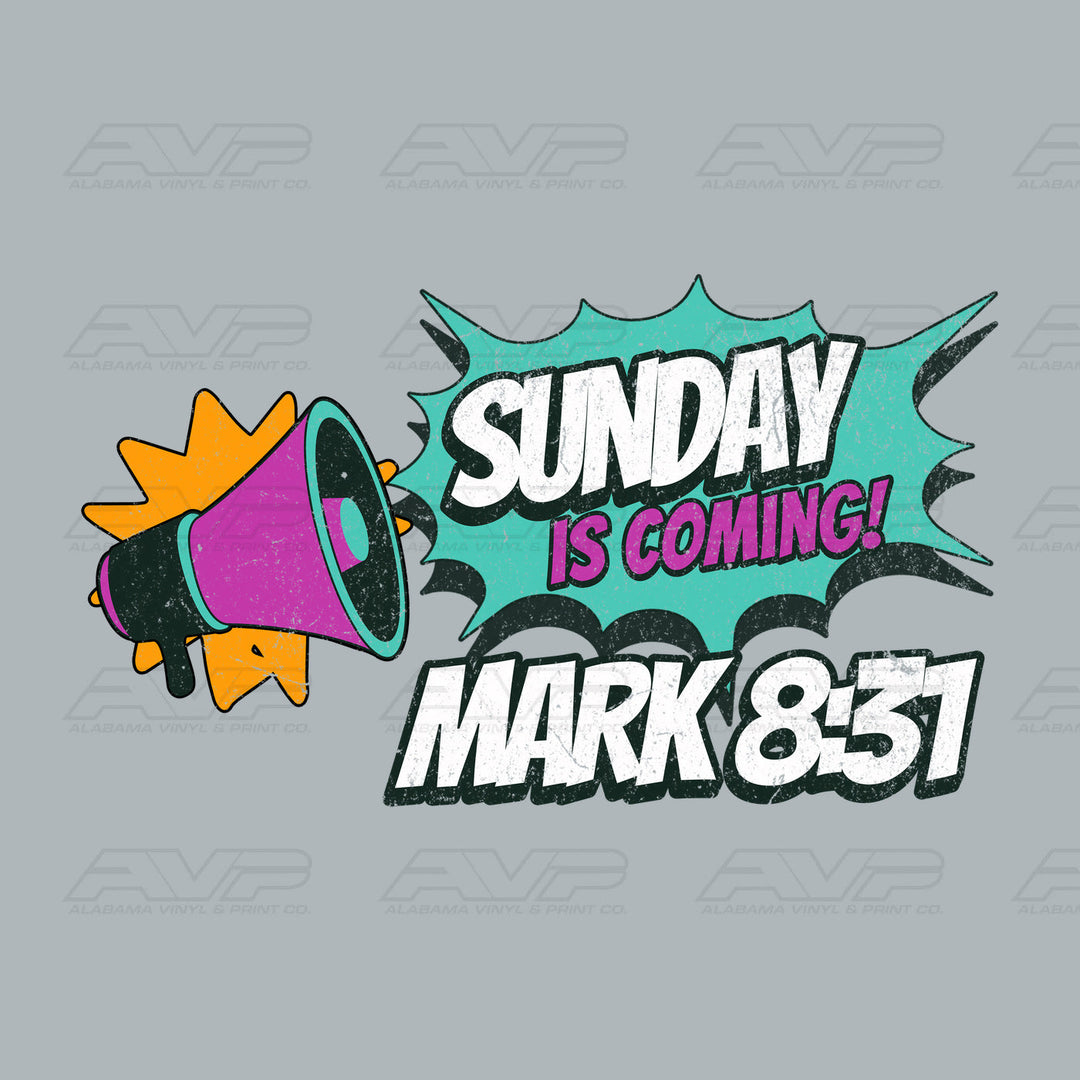 Sunday Is Coming Mark 8:31 Purple Alabama Vinyl
