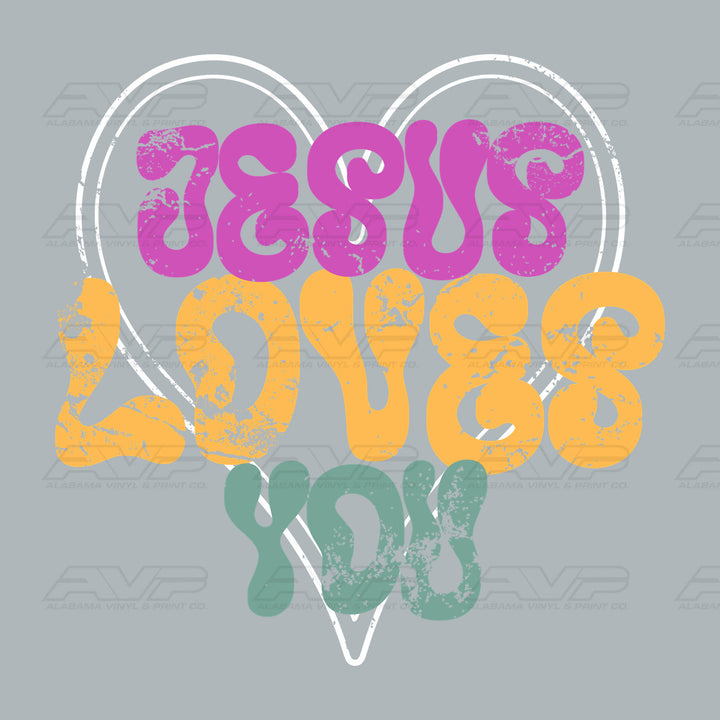 Jesus Loves You Warped Font Alabama Vinyl