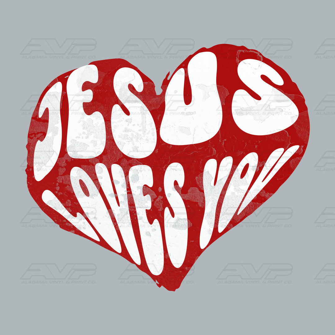 Jesus Loves You Red Heart Alabama Vinyl