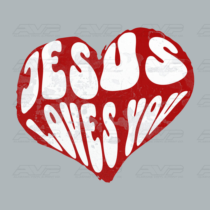 Jesus Loves You Red Heart Alabama Vinyl