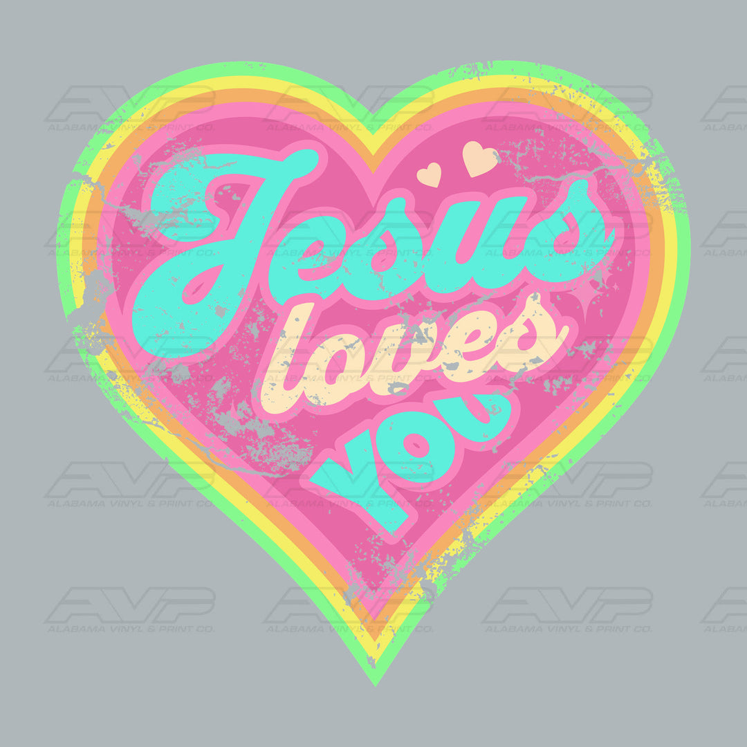 Jesus Loves You Rainbow Heart Alabama Vinyl