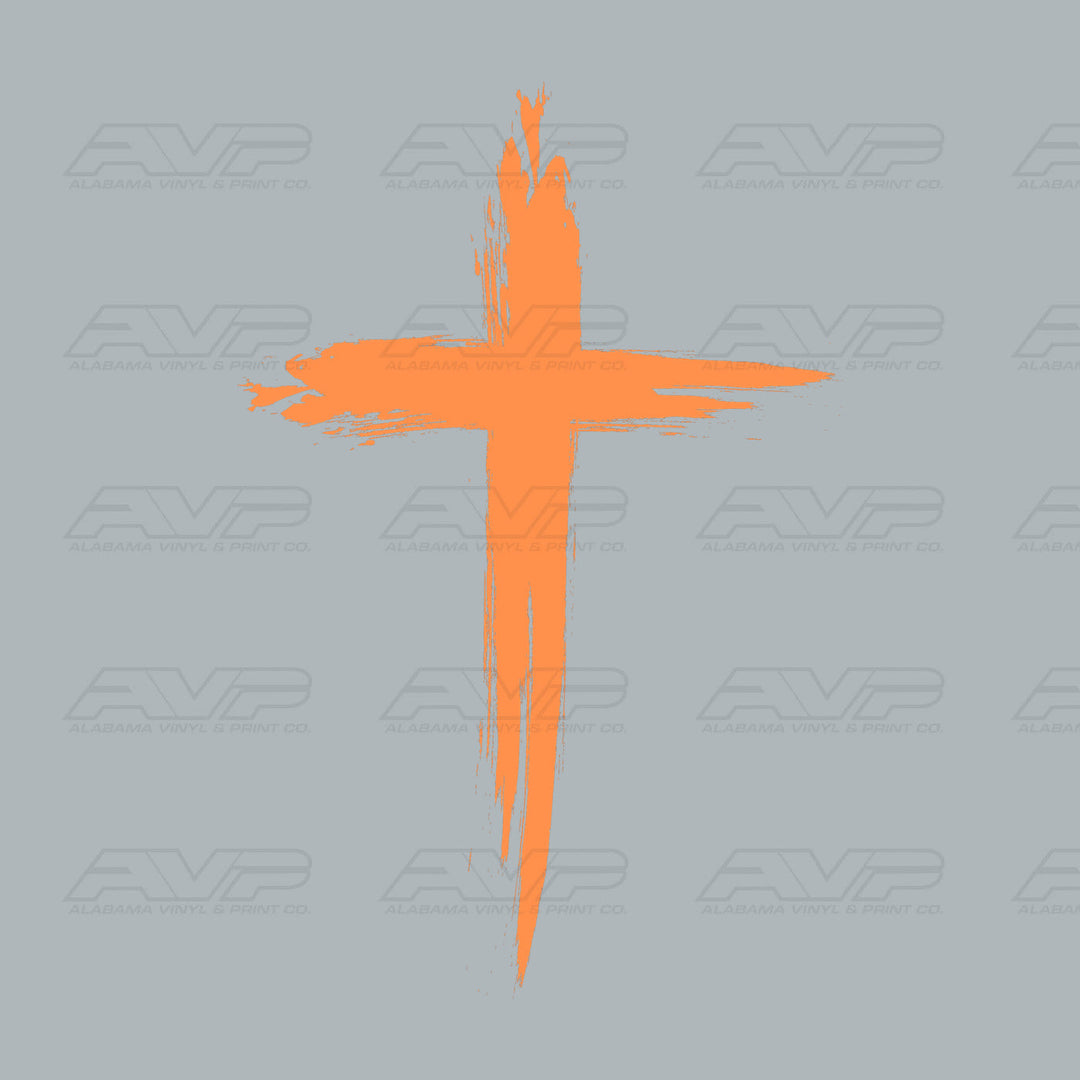 Distressed Cross Orange Alabama Vinyl