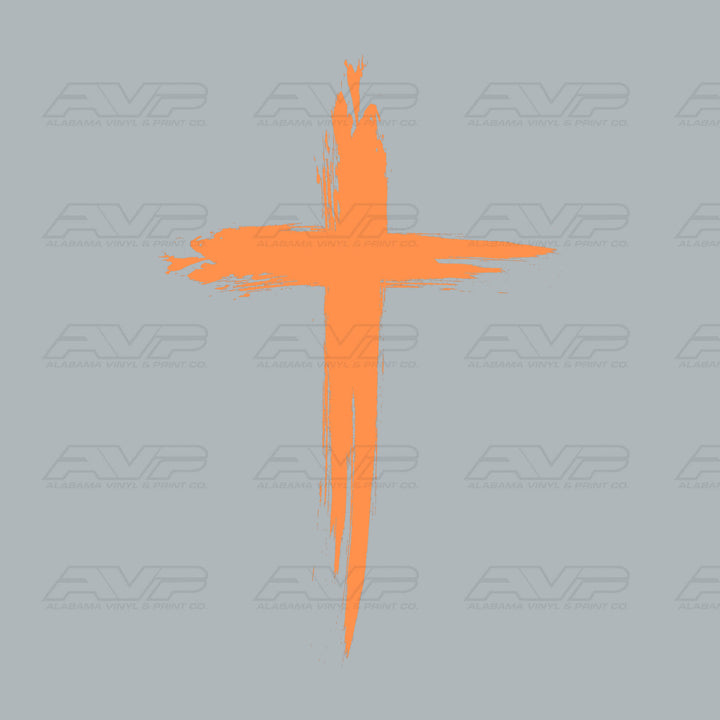 Distressed Cross Orange Alabama Vinyl