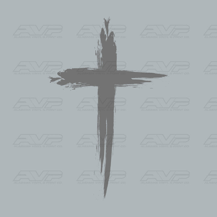 Distressed Cross Gray Alabama Vinyl