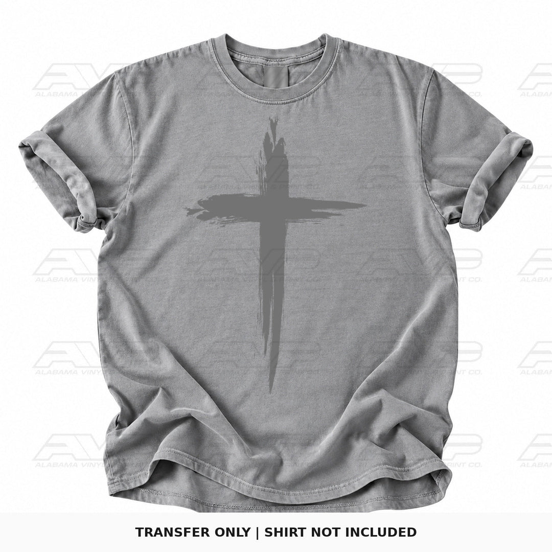 Distressed Cross Gray Alabama Vinyl