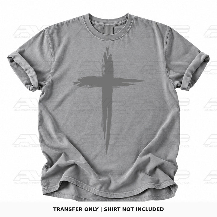 Distressed Cross Gray Alabama Vinyl