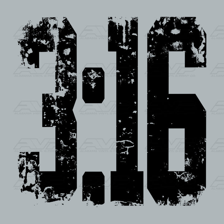 3:16 Black Distressed Alabama Vinyl