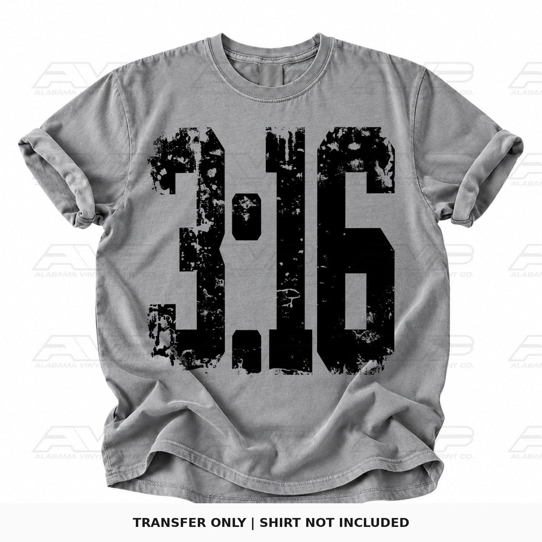 3:16 Black Distressed Alabama Vinyl