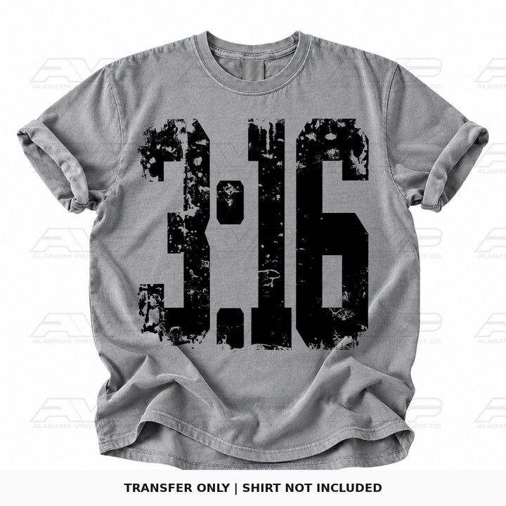 3:16 Black Distressed Alabama Vinyl
