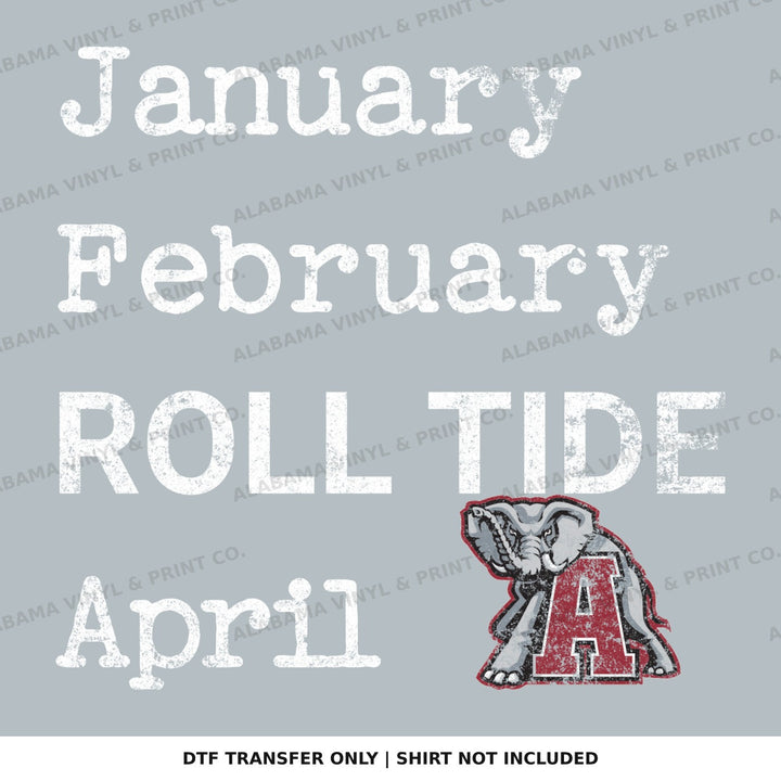 Alabama Jan Feb Roll Tide Apr Arkansas Alabama Vinyl