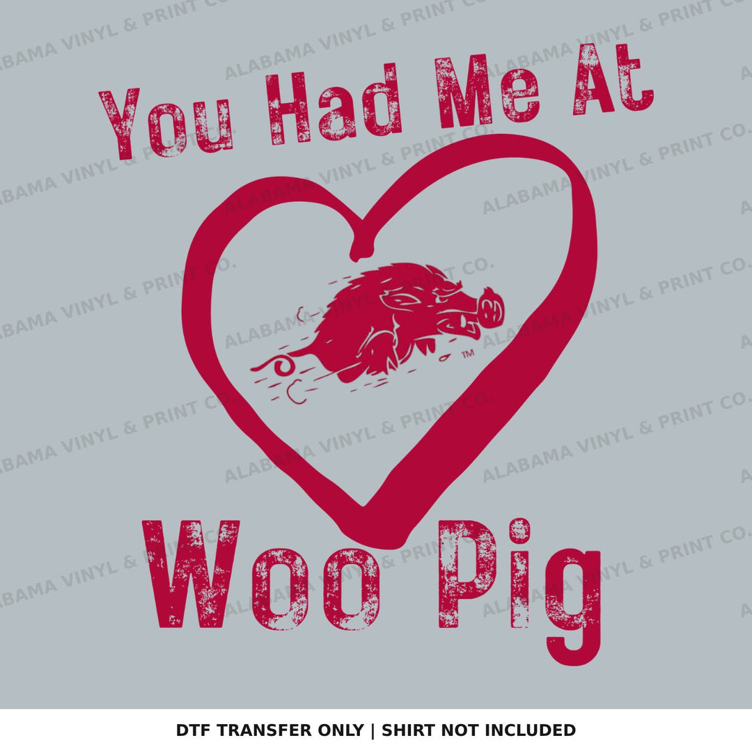 Arkansas Woo Pig Heart Distressed Alabama Vinyl