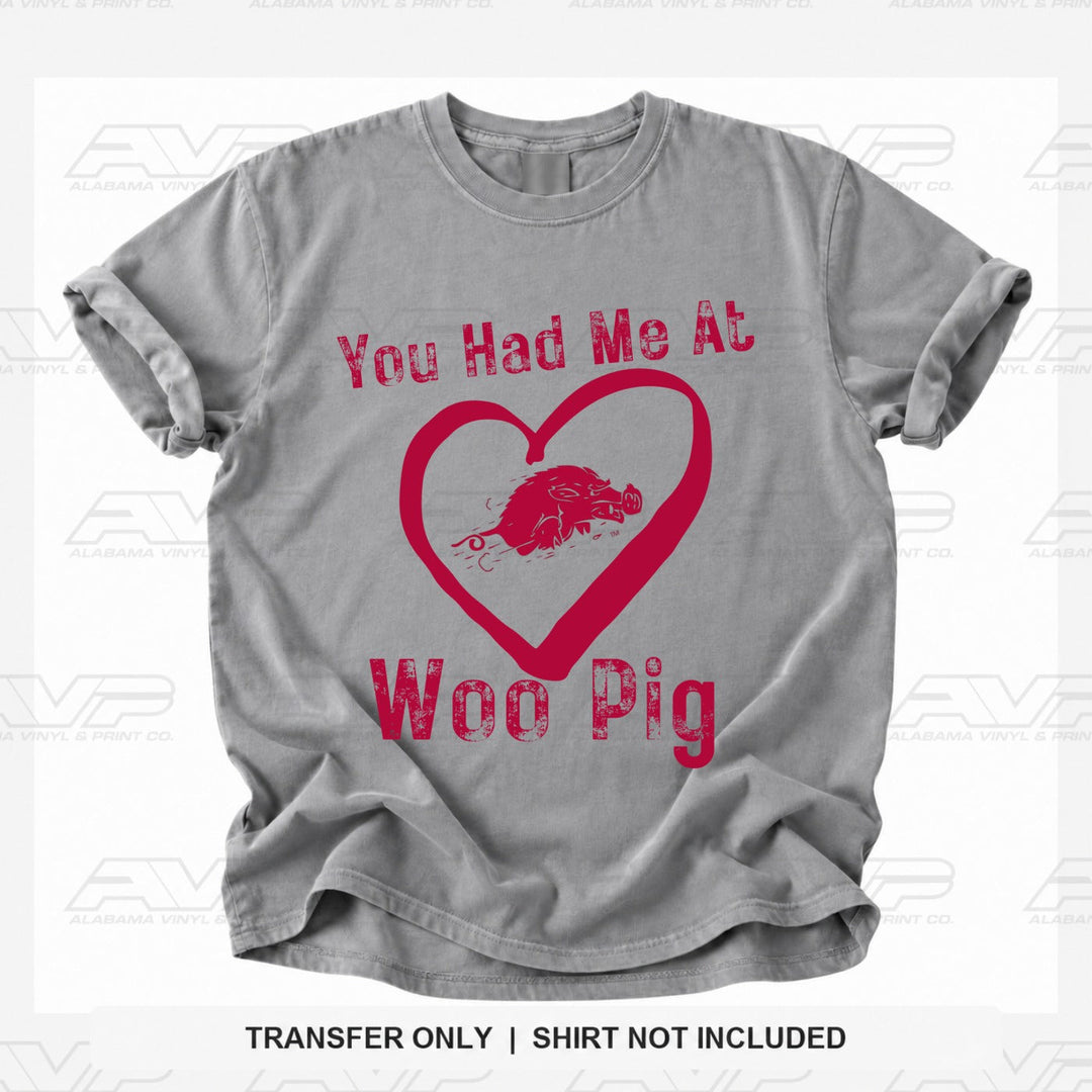 Arkansas Woo Pig Heart Distressed Alabama Vinyl