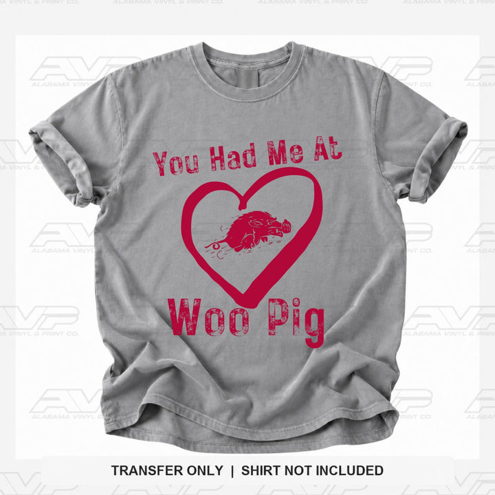 Arkansas Woo Pig Heart Distressed Alabama Vinyl